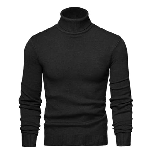 Men's Sweater Korean Style High Neck Knit Pullover Slim Fit Casual Long Sleeve Top for Men