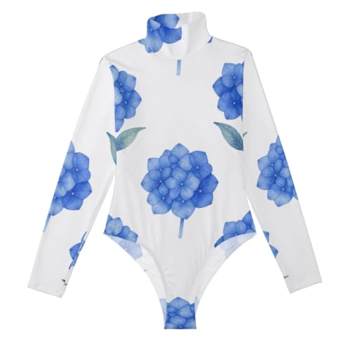 Body de manga larga estilizado con cuello alto falso y estampado acuarela floral