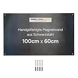 ZUSCHNITTPROFI.DE&reg; Design Magnetwand aus Schwarzstahl (100 x 60 cm) - handgefertigte Magnettafel mit charakteristischem Farbeffekt &ndash; Pinnwand inkl. 4 Bohrungen & Befestigungsmaterial