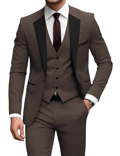 SUZHIMO Mens Suit 3 Piece Slim Fit Suit Tuxedo for Men Formal Business Suits for Wedding Prom Dinner Party