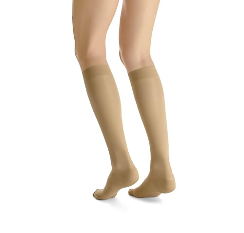 Image of BSN Medical 119545 Jobst Ultra Sheer Compression Stocking, Knee High, 20-30 mmHG, Closed Toe, X-Large, Honey