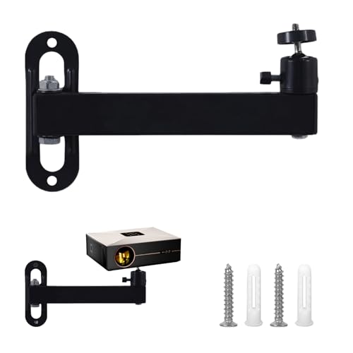 Supporto da Parete per Proiettore,Supporto da parete regolabile, ruotabile a 360°, supporto per proiettore in metallo con interfaccia a vite da 1/4 di pollice per home cinema, ufficio, sala giochi