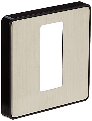 MK Dimensions 1 Gang 50A DP Switch and Neon Brushed Stainless Steel Finish Frontplate with a Black Trim