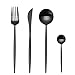 LEKOCH 4-Pezzi 18/10 Posate in Acciaio Inox tra Cui forchetta Cucchiaio Coltello Posate Set per 1 (Nero)