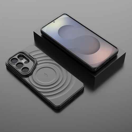 Image of LuxuryKase Shockproof Case for Samsung Galaxy S26 Ultra | Ripple Pattern | Camera Protection | Inner Velvet Fabric Lining | Protective Cover with Enhanced Grip & Wireless Charging Support - Black