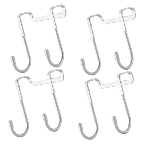 Garneck 4pcs Over Cabinet Door Hook Silver Kitchen Towel Hook Heavy Duty Hook Stainless Steel Towel Hanger for Bathroom