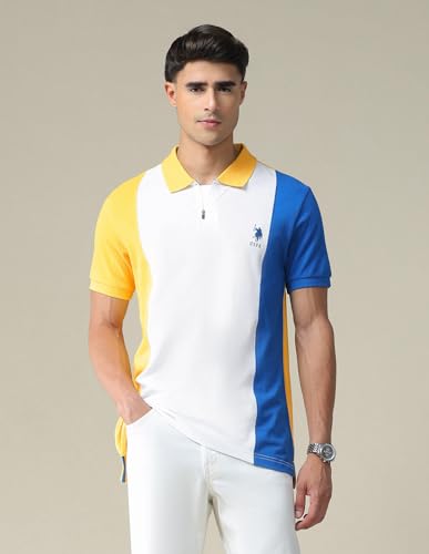 Image of U.S. Polo ASSN. Pattern Slim Fit Polo T Shirts for Men - 100% Cotton, Half Sleeves Mens Tshirt