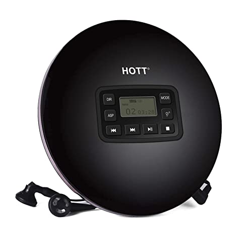 Portable Compact CD Player with Earphone Stereo Earbuds-Black CD-R/CD-RW/MP3 Compatible HiFi Player Super Battery Life-Home Car 