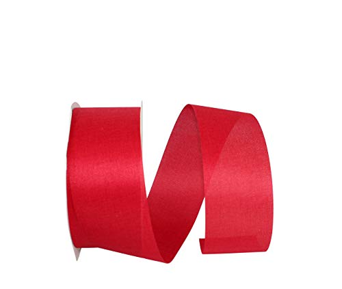 Reliant Ribbon Linen Natural Supreme Ribbon, 2-1/2 Inch X 50 Yards, Red