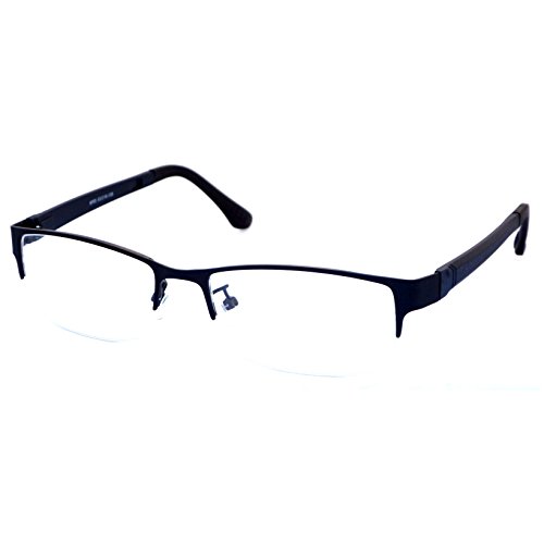 VINTAGE Designer Metal Frame Half Rim Clear Lens Eye Glasses BLACK