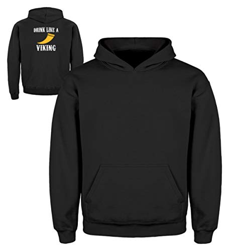Sweat à capuche enfant Drink Like A Viking noir taille 122-128 cm - 3