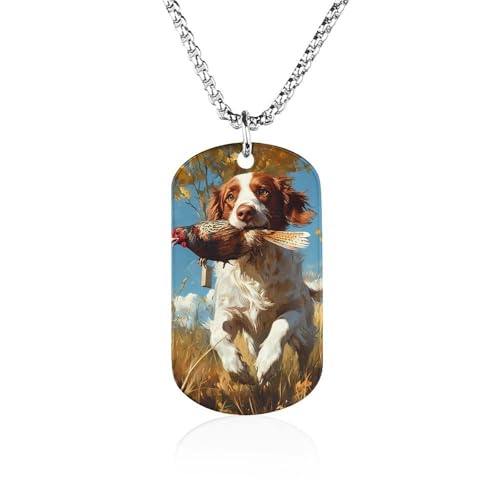 Collar con placa de perro de caza de pato para hombres y mujeres, collares de fotos de acero inoxidable, regalos de joyería