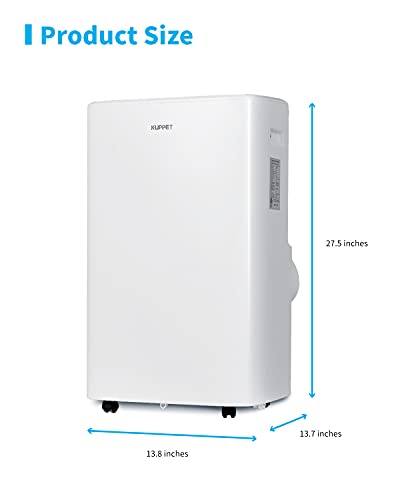 KUPPET 14,000 BTU Portable Air Conditioner, Cooling and Dehumidifying 2 in 1, with Water-full Indicater, Reomote control and 24H Timer, Energy Efficient for Rooms Up to 275 Sq. Ft- EER Class A