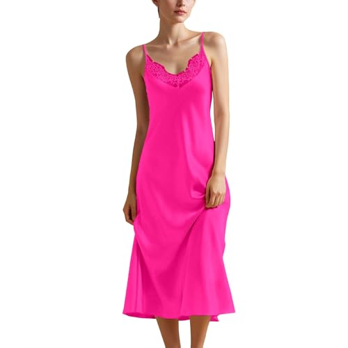 Generisch Camisón de dormir para mujer, suave, sin mangas, vestido de dormir, holgado, cuello en V, camisón elegante, vestido de noche, corto, camisón de verano, vestido de casa