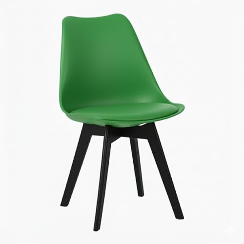 Image of Modern Bar Stool with Black Legs, Green Cushioned Seat, Contemporary Design, Indoor Dining and Kitchen Use
