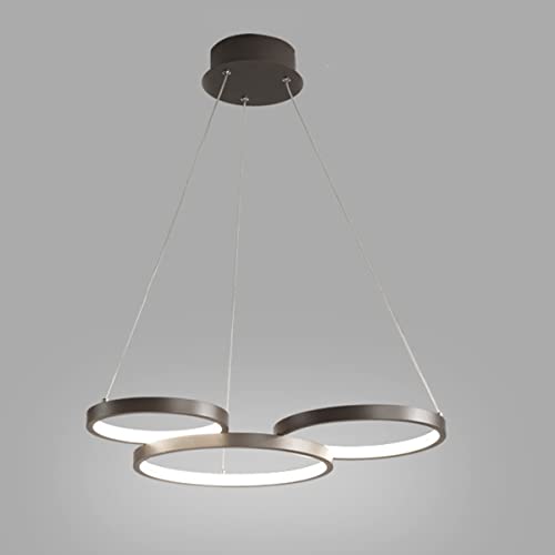 Chandelier LED regulable de 4 anillos con altura ajustable para salón moderno de 42W