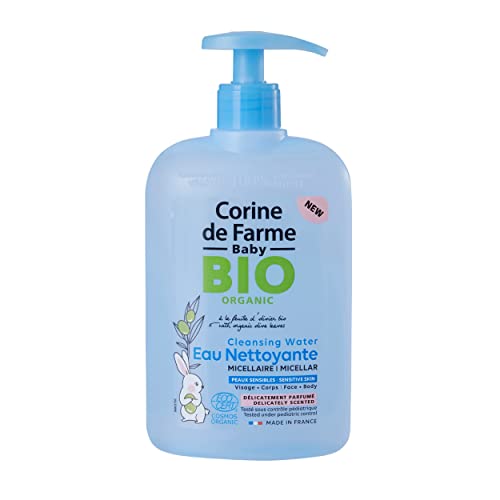 Corine de Farme - Agua de Limpieza Micelar Bio Perfumada Bebé y Recién Nacido - Fórmula con Extracto de Hoja de Olivo Ecológico - Cosmético Natural - Fabricado en Francia - Pieles Sensibles