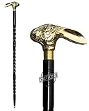 Antique Brass Walking Cane Stick with Unique Rabbit Head Handle Vintage Brown Wooden Cane Gift For Women Men (Lucky-Rabbit) - Image 1