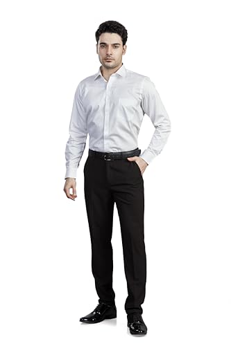 Image of Men's Solid Formal Shirt | Regular Fit |100% Pure Cotton Satin | Classic Collar | Full Sleave