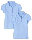 The Children's Place girls Short Sleeve Ruffle Pique Polo Shirt, Daybreak 2 Pack, X-Small US
