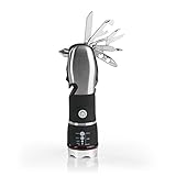  EASYmaxx 03985 Security Multifunktions-Taschenlampe 8in1  Inklusive Messer, Kreuzschlitz-Schraubendreher, Flaschenöffner, Schraubenschlüssel, Glashammer, Schere und Gurtmesser