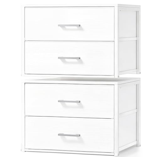 Image of Fixwal Closet Drawers for Clothes, 2 Pack, 4 Drawers Stackable, 21.2 inch Wide