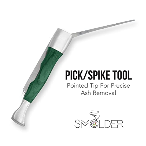 3-n-1 Tobacco Pipe Tool - Rosewood and Stainless Steel. 3 in 1 Tool Features a Pipe Chamber Reamer, Bowl Spike and Reinforced Tamper (Green) - Thumbnail 5