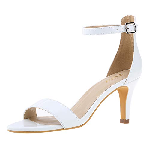 ZriEy Women's Heeled Sandals 4 Inches Open Toe Stiletto High Heels Ankle Strap Fashion Bridal Party Wedding Pump Shoes
