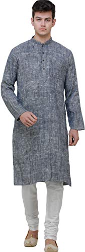 Exotic India Pure Handspun Khadi Kurta Pajama - Color Infinity Size 42