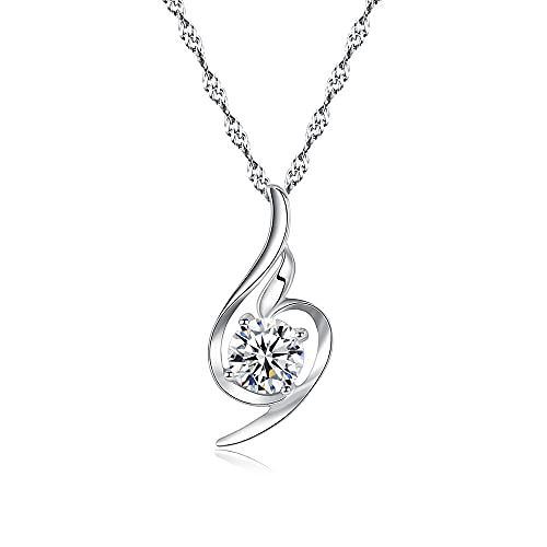 Pendentif Collier pour Femmes Argent 925 et Pierre Claire Fine de Mariage Chic