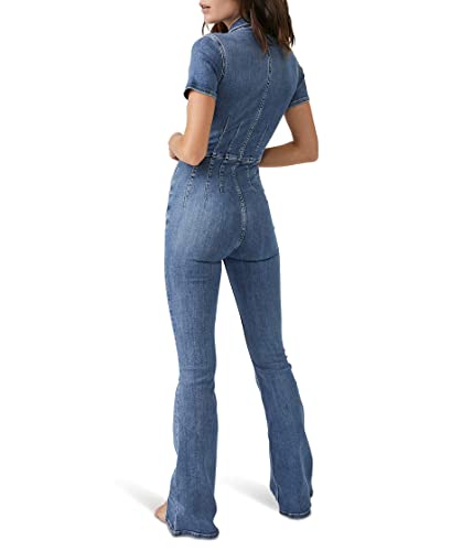 Free People Jayde Flare Jumpsuit Sunburst Blue Lg (Women's 12) #TOP25