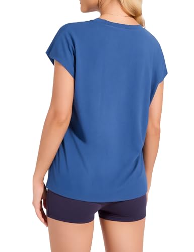 Image of Dalavch 1 /4 Pack Women Cap Sleeve Tops Crew Neck T Shirts Workout Loose Fit Summer Fall Outfits Tee