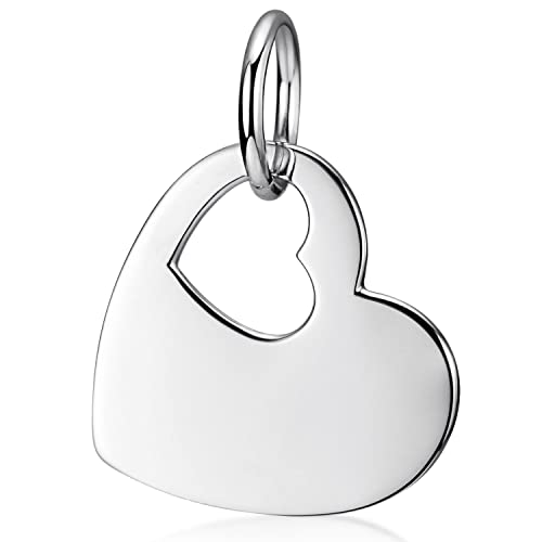 Pendentif cœur personnalisé MATERIA, bijou femme gravé en argent véritable