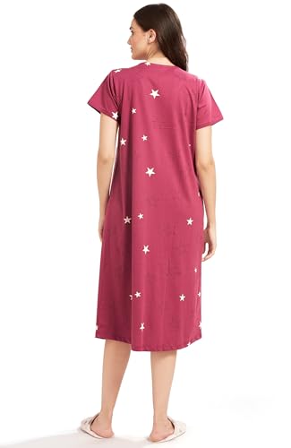 Image of AV2 Women Cotton Printed Maternity Nursing & Feeding Relaxed Fit Nighty -3149