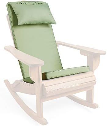 VonHaus Adirondack Garden Chair Cushion  Outdoor Seat Pad with Ties & Headrest, 122cm x 43cm x 5cm, Padded Cushion with Water Resistant, Washable & Removable Cover, Lightweight & Comfy  Green