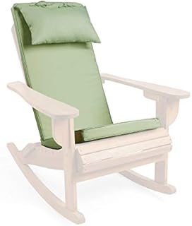 VonHaus Adirondack Garden Chair Cushion  Outdoor Seat Pad with Ties & Headrest, 122cm x 43cm x 5cm, Padded Cushion with Water Resistant, Washable & Removable Cover, Lightweight & Comfy  Green