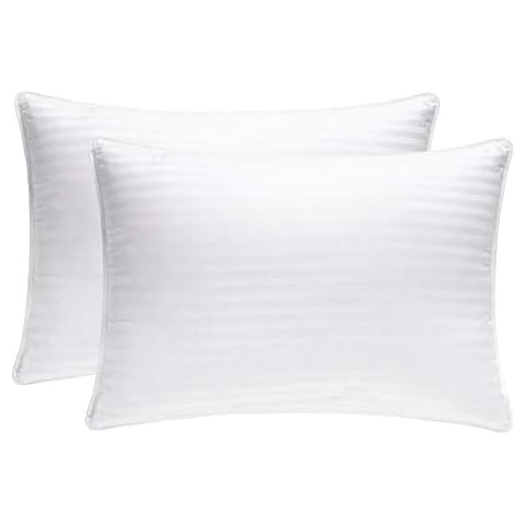 JZS Hotel Quality Pillows 2 Pack Bed Pillows for Side and Back Sleepers Pillows for Bed Premium Plush Fiber Filled Down Alternative Hypoallergenic Pillows Standard Size 50x75cm Pack of 2 Cover