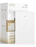 MOES Matter Smart Touch Wall Light Switch, Glass Panel Wi-Fi Wall Switch, Needs Neutral Wire, Single Pole, 2.4GHz, Timer and Schedule,Remote & Voice Control with Alexa, Google Home & Siri White 3 Gang