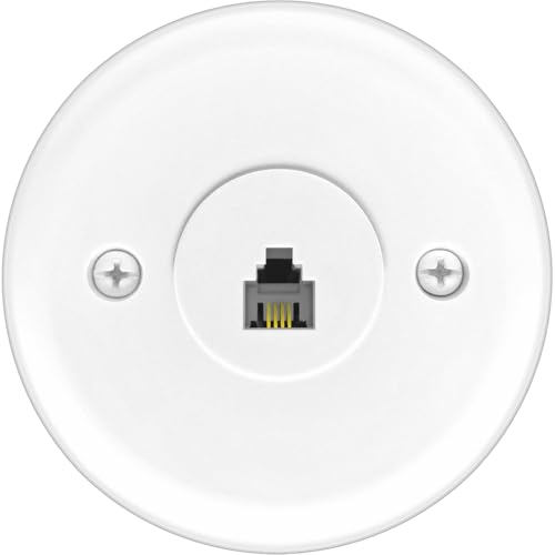 NECABLES Phone Jack Cover Plate Round Telephone Wall Jack 4 Screw Terminals to RJ11 6P4C Female White