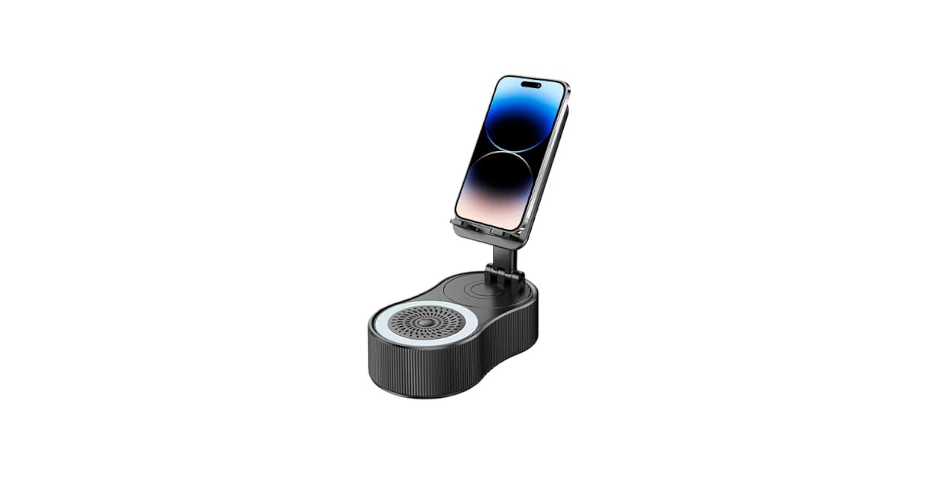 ② ワイヤレス誘導スピーカー　ホワイト　スマホホルダー　LEDライト付き　未使用 ② ワイヤレス誘導スピーカー ホワイト スマホホルダー LED