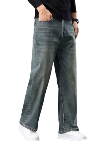 Image of Jeans for Men | Regular Fit Whisker Wash Denim with Straight Fit Bottoms