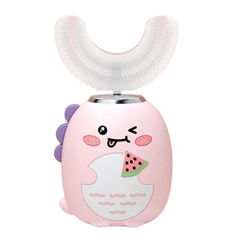 Cepillo de dientes eléctrico para niños, cepillo automático de dibujos animados en forma de U, impermeable, con 3 modos ajustables y temporizador integrado, limpieza para niños, cuidado diario