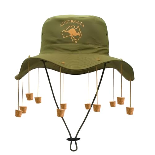 MAKI FASHIONS Australian Cork Hat for Fancy Dress Funny Aussie Bush Hat with Dangling Corks Outback Style Costume Accessory for Australia Day Parties Festivals & Novelty Events