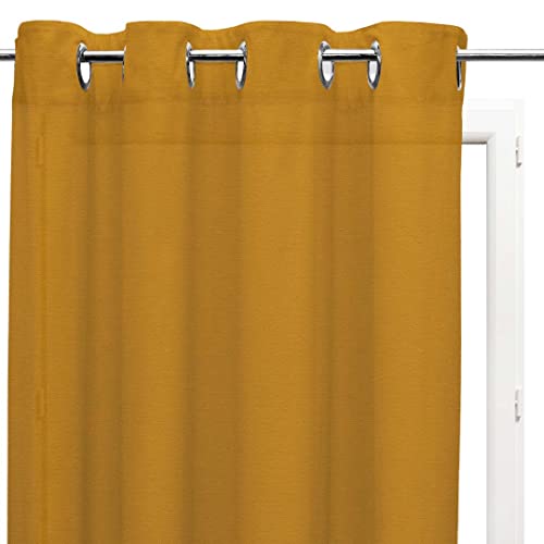 Soleil d'ocre, Panama Voilage en Coton avec Oeillets 135x250 cm Panama Coton Jaune