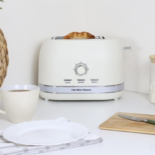 Hamilton Beach Ella 2-Slice Toaster, Wide Slots, 7 Variable Browning Levels, Defrost, Cancel & Reheat Settings, Removable Crumb Tray, Integrated Cord Storage, 800W - HBT1322MC, Matte Latte - Image 2