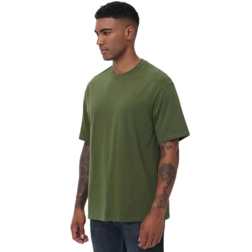 Image of KEEPSHOWING Mens Oversized Short Sleeve T-Shirts Cotton Loose Fit Tees