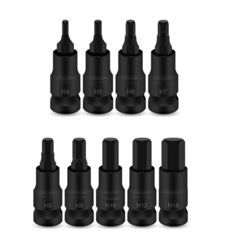 Adaptateur de douille 1/2" à tête hexagonale, acier au chrome vanadium haute dureté, pour outils pneumatiques électriques pneumatiques H4-H14