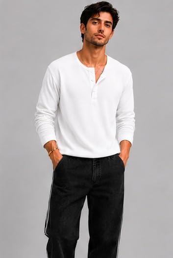 Image of Men's Premium Waffle Knit Henley Tshirt for Men