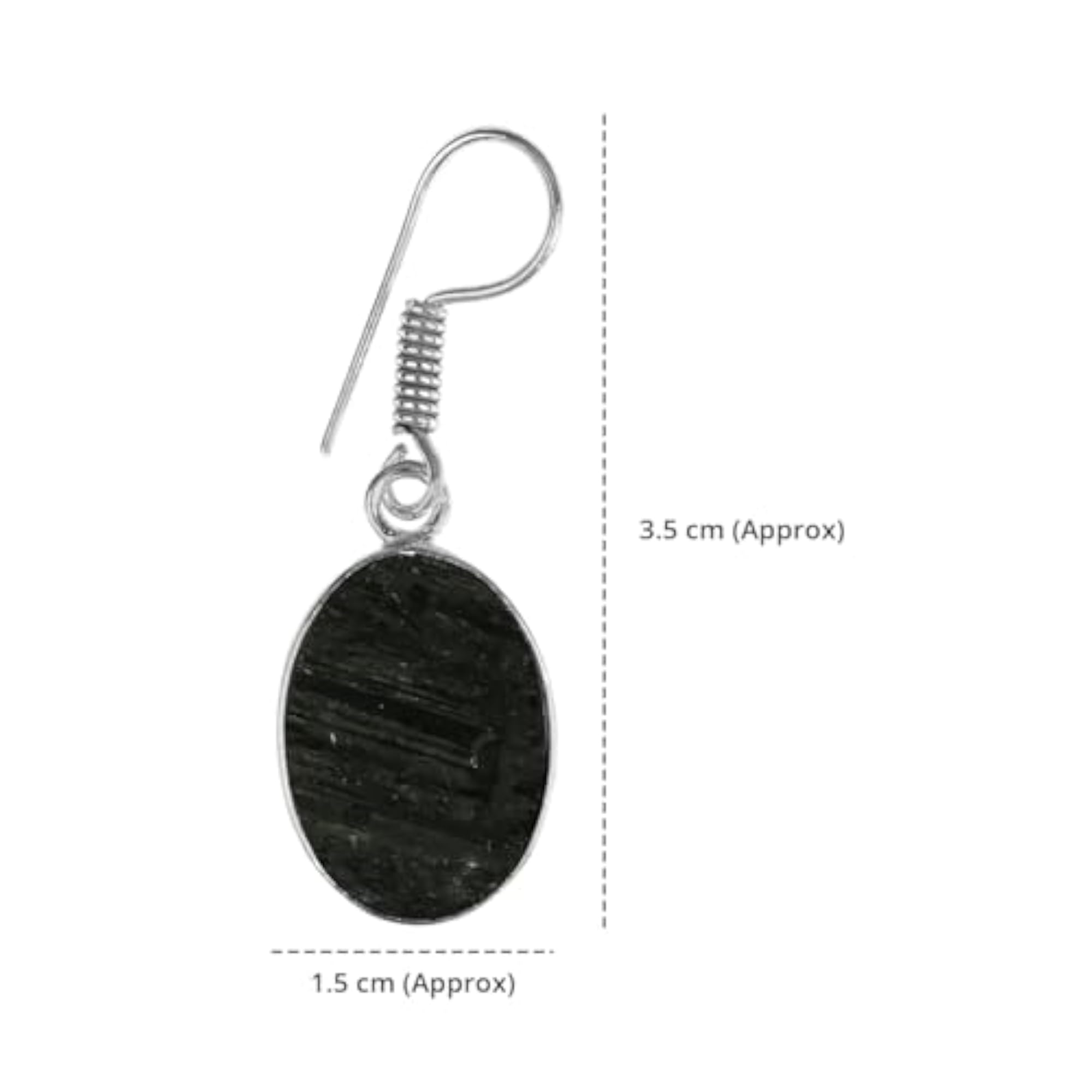 Women's AAA Black Tourmaline Natural Stone Stud Earrings