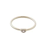 Honeycat Dainty Half Moon Crystal Dome Ring in Gold, Rose Gold, or Silver | Minimalist, Delicate Jewelry (Gold, 8)